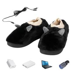 USB-Heizpantoffeln, Plüsch elektrisch beheizter Fußwärmer, Elektrischer Fußwärmer für mikrowellengeeignete Hausschuhe, beheizte Schuhe und Stiefel für Weihnachten, Männer, Frauen, Zuhause Bexdug von Bexdug