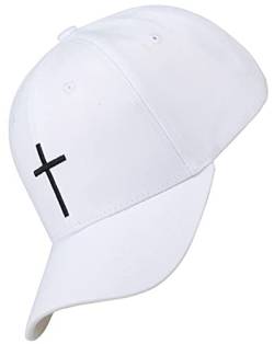 Bexxwell Baseball Cap weiß mit Kreuz-Stickerei (optimale Passform, Kappe, White, Baseballcap, Cross, Basecap,Unisex) von Bexxwell