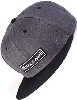 Bexxwell Snapback Cap grau/schwarz Patch (optimale Passform, Kappe, Grey, Black, Patch, Unisex) von Bexxwell