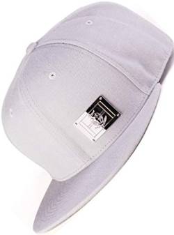 Bexxwell Snapback Cap hellgrau mit Metall-Patch (optimale Passform, Kappe, Grey, grau, Unisex) von Bexxwell