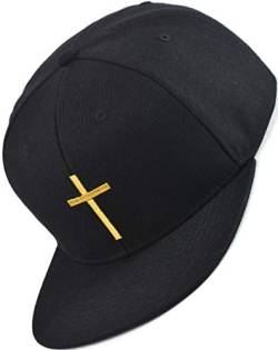 Bexxwell Snapback Cap schwarz mit goldenem Kreuz (optimale Passform, Kappe, Black, Cross, Unisex) von Bexxwell
