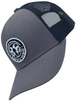 Bexxwell Trucker Cap/Baseball Cap Grau/Schwarz mit Logo-Patch (optimale Passform, Kappe, Black, Grey, Truckercap, Logo, Cap, Unisex) von Bexxwell