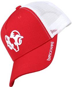Bexxwell Trucker Cap rot/weiß mit 3D Logo-Stickerei (optimale Passform, Kappe, red, White, Truckercap, Logo, Cap, Unisex) von Bexxwell