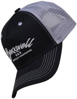Bexxwell Trucker Cap schwarz/grau mit 3D Schriftzug-Stickerei (optimale Passform, Kappe, Black, Grey, Gray, Truckercap, Logo, Cap, Unisex) von Bexxwell
