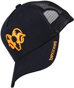 Bexxwell Trucker Cap schwarz/orange mit 3D Logo-Stickerei (optimale Passform, Kappe, Black, Truckercap, Logo, Cap, Unisex) von Bexxwell