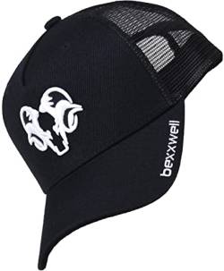 Bexxwell Trucker Cap schwarz mit 3D Logo-Stickerei in weiß (optimale Passform, Kappe, Black, White, Truckercap, Logo, Cap, Unisex) von Bexxwell
