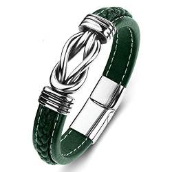 Beydodo Armbänder Leder Grün für Männer, Lederarmband Rocker mit Magnetverschluss Knot Freundschaftsarmband Armband Partner Leder 18.5CM von Beydodo