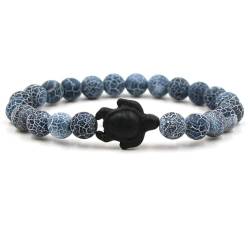 Beydodo Armbänder für Männer, Perlenarmband Chakra 8MM Achat mit Schildkröte Charm Armbänder 19CM Personalisiert von Beydodo