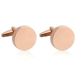 Beydodo Business Hemd Manschettenknöpfe Rosegold Poliert Rund Edelstahl Herren Manschettenknöpfe Hochzeit (Cufflinks) von Beydodo