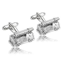 Beydodo Business Hemd ManschettenknöpfeFeuerwehrauto Edelstahl Herren Manschettenknöpfe Hochzeit (Cufflinks) Silber von Beydodo