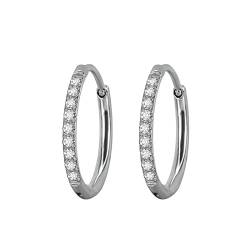 Beydodo Creolen Damen Edelstahl, Ohrringe 10MM Hoop mit Zirkonia Silber Creolen Nickelfrei in Bijouterie von Beydodo