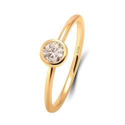 Beydodo Damen Ring 585 Gold, Trauringe Frauen Solitär mit Moissanit 0.3ct Verlobungsringe Hochtzeit Ringe Nickelfrei Größe 54 (17.2) von Beydodo