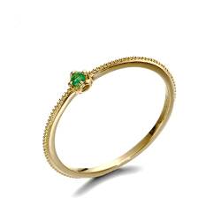 Beydodo Damen Ring 585 Gold, Trauringe Frauen Solitär mit Smaragd Verlobungsringe Hochtzeit Ringe Nickelfrei Gr.58 von Beydodo
