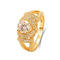 Beydodo Damen Ring 750 Gold, Trauringe Frauen Herz 4-Steg-Krappenfassung mit 1ct Laborgezüchteter Diamant Verlobungsringe Hochtzeit Ringe Nickelfrei Gr.53 (16.9) von Beydodo