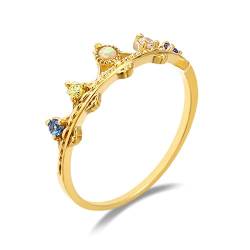 Beydodo Damen Ring 750 Gold, Trauringe Frauen Krone mit Edelstein und Opal Verlobungsringe Hochtzeit Ringe Nickelfrei Gr.54 (17.2) von Beydodo