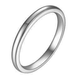 Beydodo Damen Ring Personalisiert, Edelstahl Ringe 2MM Schmal Freundschaftsringe Silber Ringe für Frauen Größe 67 (21.3) von Beydodo