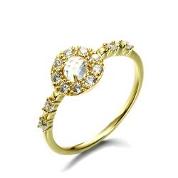 Beydodo Damen Ringe 585 Gelbgold, Hochzeit Ring Frauen Sonne mit Weiß Topas Eheringe Verlobungsringe Nickelfrei Gr.65 (20.7) von Beydodo