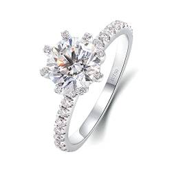 Beydodo Damen Ringe 585 Weißgold, Hochzeit Ring Frauen Blume mit Moissanit 2ct Eheringe Verlobungsringe Nickelfrei Größe 49 von Beydodo