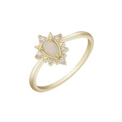 Beydodo Damen Ringe 750 Gelbgold, Hochzeit Ring Frauen Blume mit Tropfen Opal Eheringe Verlobungsringe Nickelfrei Größe 63 (20.1) von Beydodo