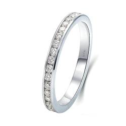 Beydodo Damen Ringe 750 Weißgold, Hochzeit Ring Frauen Schmal mit Laborgezüchteter Diamant Bandring Eheringe Verlobungsringe Nickelfrei Gr.56 (17.8) von Beydodo