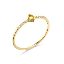 Beydodo Damen Ringe Gold 750 Echtgold, Verlobungsring Schmal mit Gelber Saphir Hochzeitsringe Eheringe Nickelfrei Gr.62 (19.7) von Beydodo