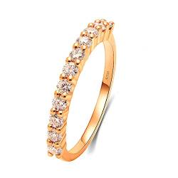 Beydodo Damen Ringe Rotgold 585 Echtgold, Verlobungsring Schmal mit Diamant 0.33ct Hochzeitsringe Eheringe Nickelfrei Größe 61 (19.4) von Beydodo