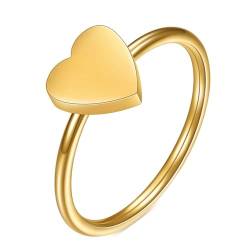 Beydodo Edelstahl Ringe Frauen, Ring Personalisiert Herz Glänzend Partnerringe Damen Ring Gold Nickelfrei Größe 62 (19.7) von Beydodo