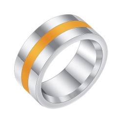 Beydodo Edelstahl Ringe Herren, Ring Personalisiert 7.8MM mit Gelb Epoxid Partnerringe Silber Ringe Nickelfrei für Männer Gr.57 (18.1) von Beydodo