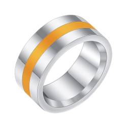 Beydodo Edelstahl Ringe Herren, Ring Personalisiert 7.8MM mit Gelb Epoxid Partnerringe Silber Ringe Nickelfrei für Männer Größe 57 (18.1) von Beydodo