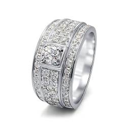 Beydodo Eheringe 585 Echtgold Herren, Ring Hochzeit Breit 4-Steg-Krappenfassung mit Moissanit 0.2ct Verlobungsring Trauringe Nickelfrei Größe 51 (16.2) von Beydodo