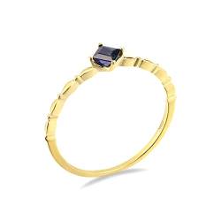 Beydodo Eheringe Damen Einzeln, Ring Gold 750 Solitär mit Saphir Hochzeit Ringe Frauen Nickelfrei Gr.52 von Beydodo