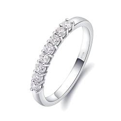 Beydodo Eheringe Damen Einzeln, Ring Weißgold 750 mit 3 Steine Moissanit 0.24ct Hochzeit Ringe Frauen Nickelfrei Gr.51 (16.2) von Beydodo