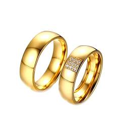 Beydodo Eheringe Edelstahl Paarpreis, Hochzeit Ringe 6MM mit Stein Bandringe Verlobungsringe Paar Ringe mit Wunschgravur Damen Gr.57 (18.1) + Herren Gr.70 (22.3) von Beydodo