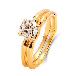Beydodo Eheringe Gold 750 Einzeln Damen, Hochzeit Ring Solitär mit 0.5ct Laborgezüchteten Diamant Verlobungsringe Frauen Ringe Nickelfrei Gr.54 von Beydodo