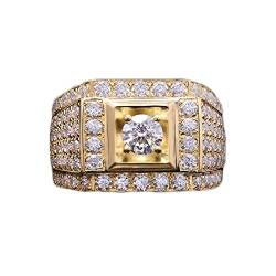 Beydodo Eheringe Herren Einzeln, Ring Gold 585 Siegelring mit 5MM Moissanit 0.5ct Hochzeit Ringe Männer Nickelfrei Größe 49 von Beydodo
