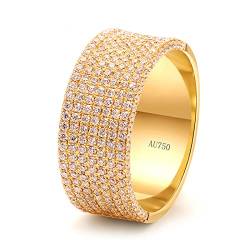 Beydodo Eheringe Herren Einzeln, Ring Gold 750 Breit mit 1.7ct Diamant Bandring Hochzeit Ringe Männer Nickelfrei Gr.66 (21.0) von Beydodo