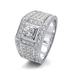 Beydodo Eheringe Herren Einzeln, Ring Weißgold 750 4-Steg-Krappenfassung mit Diamant 0.3ct Hochzeit Ringe Männer Nickelfrei Gr.53 (16.9) von Beydodo
