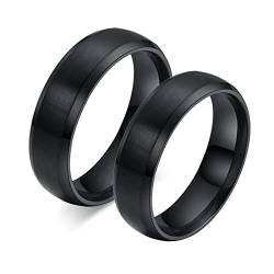 Beydodo Eheringe Paarpeis Edelstahl, Verlobungsringe Freundschaftsringe für 2, 6MM Schwarz Matt Ringe Damen Gr.54 (17.2) + Herren Gr.70 (22.3) von Beydodo