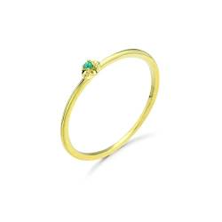 Beydodo Frauen Ringe Gold 585, Trauringe Blume Solitär mit Smaragd Hochzeit Ring Damen Nickelfrei Gr.67 von Beydodo