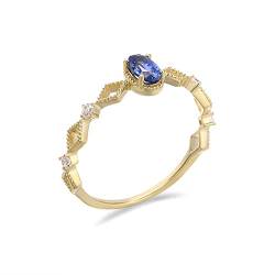 Beydodo Frauen Ringe Gold 585, Trauringe Schmal mit Oval Saphir Hochzeit Ring Damen Nickelfrei Gr.47 von Beydodo
