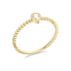 Beydodo Frauen Ringe Gold 585, Trauringe Solitär mit Tropfen Moissanit Hochzeit Ring Damen Nickelfrei Größe 67 (21.3) von Beydodo