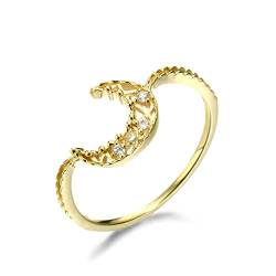 Beydodo Frauen Ringe Gold 750, Trauringe Mond mit Diamant Hochzeit Ring Damen Nickelfrei Größe 57 (18.1) von Beydodo