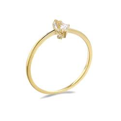 Beydodo Frauen Ringe Gold 750, Trauringe Schmal mit Marquise Kristall Hochzeit Ring Damen Nickelfrei Gr.47 (15.0) von Beydodo