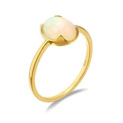 Beydodo Frauen Ringe Gold 750, Trauringe Solitär mit Oval Opal Hochzeit Ring Damen Nickelfrei Größe 63 von Beydodo