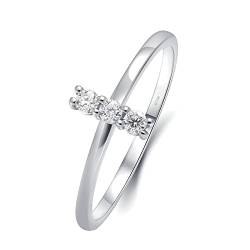 Beydodo Frauen Ringe Weißgold 585, Trauringe mit 3 Steine Diamant 0.3ct Hochzeit Ring Damen Nickelfrei Größe 61 (19.4) von Beydodo