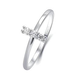 Beydodo Frauen Ringe Weißgold 585, Trauringe mit 3 Steine Moissanit 0.3ct Hochzeit Ring Damen Nickelfrei Größe 56 von Beydodo