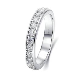 Beydodo Frauen Ringe Weißgold 750, Trauringe Bandring mit Diamant Hochzeit Ring Damen Nickelfrei Größe 61 von Beydodo