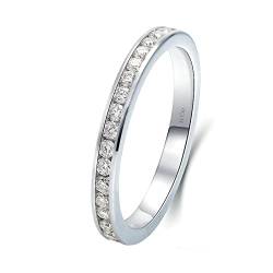 Beydodo Frauen Ringe Weißgold 750, Trauringe Schmal mit Diamant Bandring Hochzeit Ring Damen Nickelfrei Größe 63 (20.1) von Beydodo