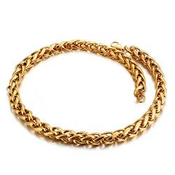 Beydodo Gold Kette 45CM ohne Anhänger Herren, Weizenkette 10MM Breite Partnerkette Edelstahl Halskette für Charms von Beydodo