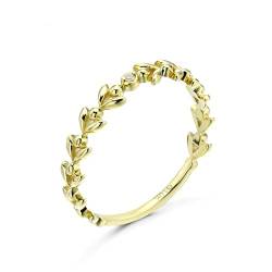 Beydodo Gold Ringe Frauen 585 14K, Verlobung Ring Blätter mit Moissanit Hochzeit Ringe Damen Trauringe Nickelfrei Gr.48 (15.3) von Beydodo
